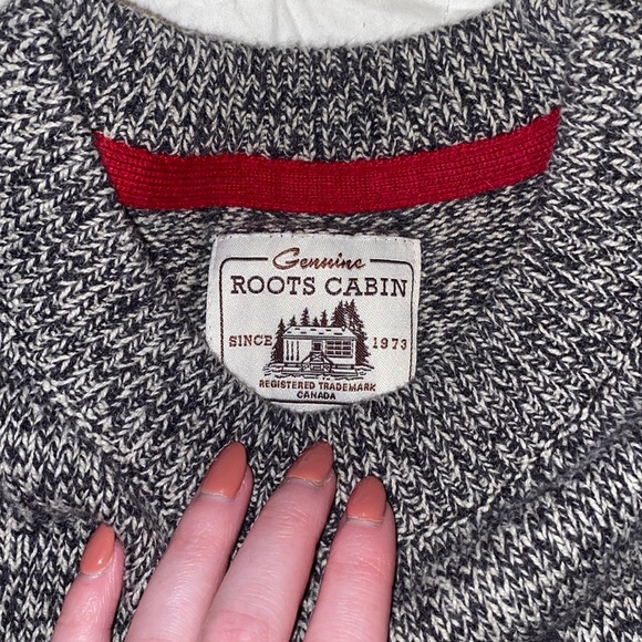 Salt and pepper Roots cabin sweater with side slits - Picture 2 of 2